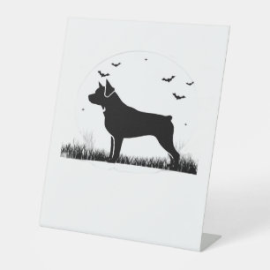 Signe De Table Rotweiler Chien - Halloween Lune Silhouette Oversi