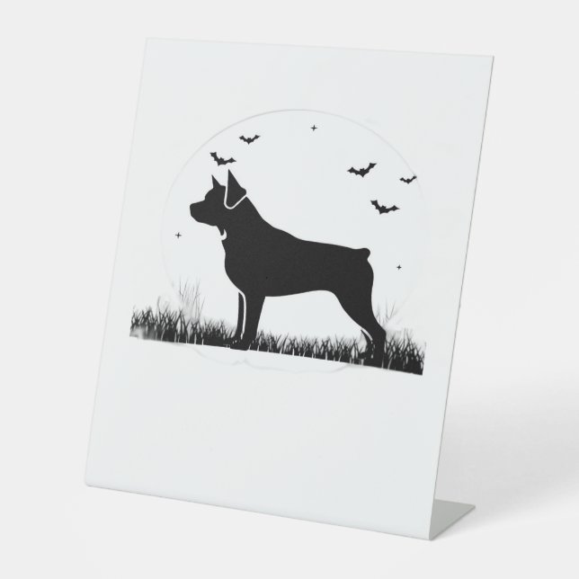Signe De Table Rotweiler Chien - Halloween Lune Silhouette Oversi (Recto)