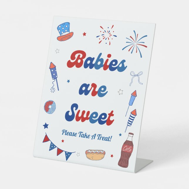 Signe De Table Rouge Blanc & Bébé Futé Cadeau pour Baby Shower Le (Recto)