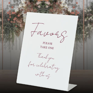 Signe De Table Rouge Bourgogne Minimaliste Élégant Script Faveurs