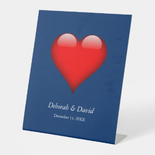 Signe De Table Rouge Coeur bleu Moderne minimaliste Mariage