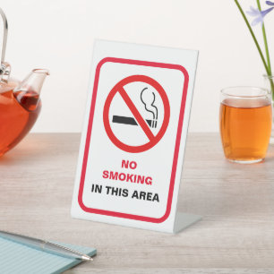 Signe De Table Rouge et blanc Gras non fumeur Zone métallique A-F