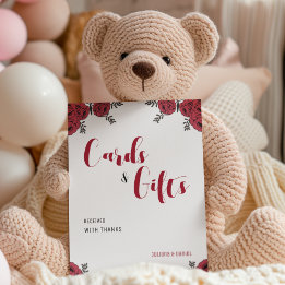 Signe De Table Rouge Rose Floral thème Mariage