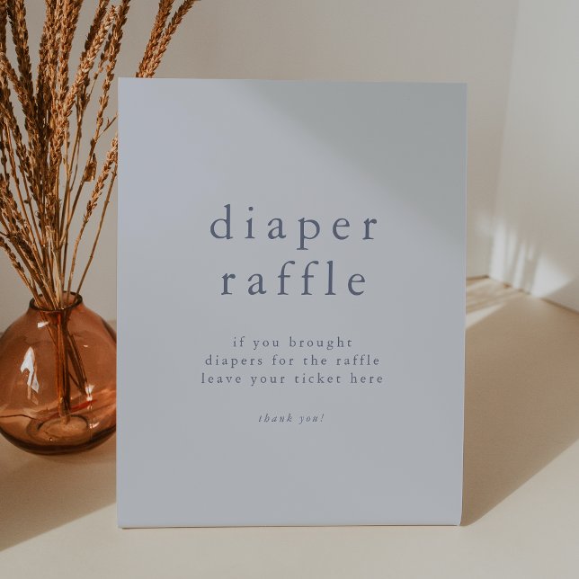 Signe De Table ROWAN Boy Blue Baby shower simple Déchets Raffin (ROWAN Boy Blue Simple Baby Shower Diaper Raffle Pedestal Sign)