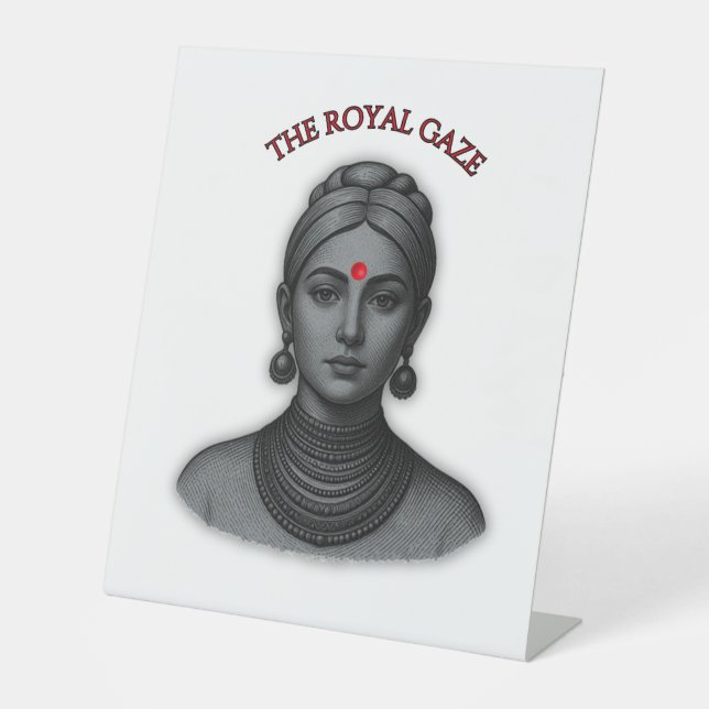 Signe De Table Royal Gaze Indian Queen Minimalist Bold Line Art (Recto)