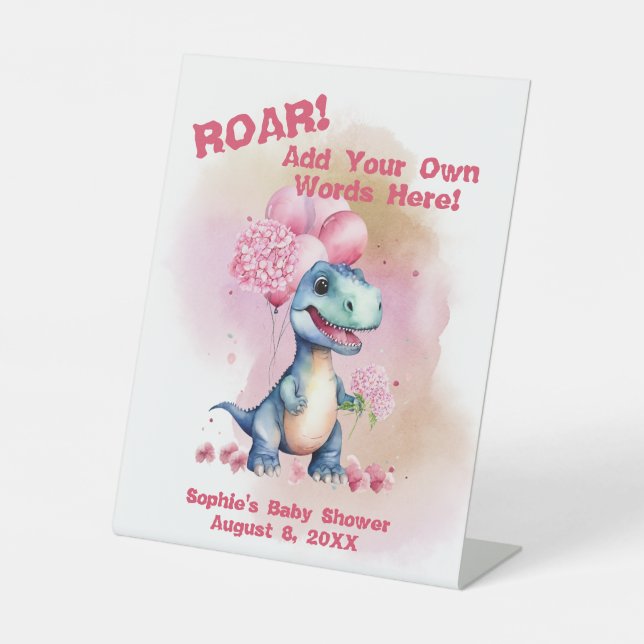 Signe De Table Rugir! C'Est Une Fille T-Rex Dinosaur Personnalisa (Recto)