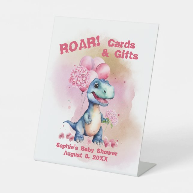 Signe De Table Rugir! C'Est Une Fille T-Rex Dinosaure Cartes & Ca (Recto)