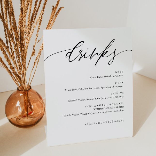 Signe De Table Rustic Calligraphie Mariage Boissons Menu Bar (Créateur téléchargé)