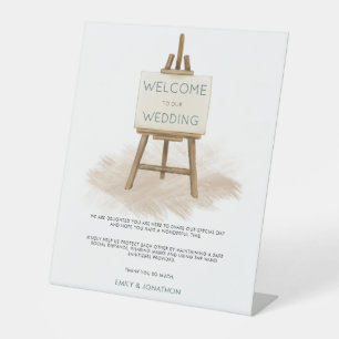 Signe De Table Rustic Easel Bienvenue Mariage Mesures de sécurité
