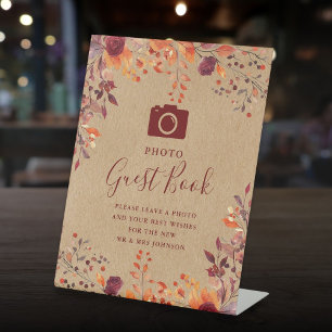Signe De Table Rustic Fall Autumnal Photo Mariage du livre d'invi