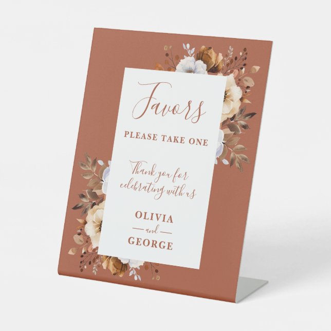Signe De Table Rustic Fall Terracotta Floral Wedding Faveurs (Recto)