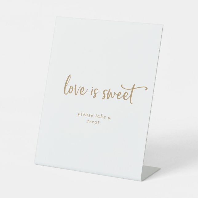 Signe De Table Rustic Gold Script Love Is Sweet Mariage Sign (Recto)