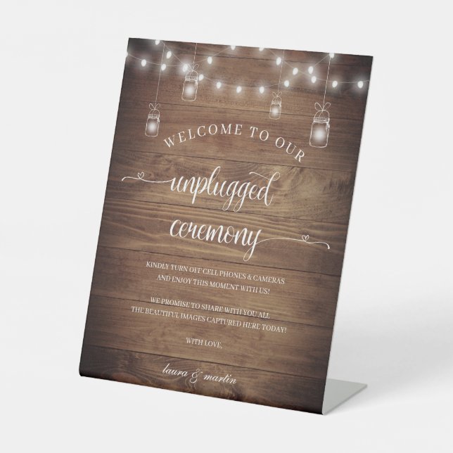 Signe De Table Rustic Grange Bois Coeur Script Cérémonie débranch (Recto)