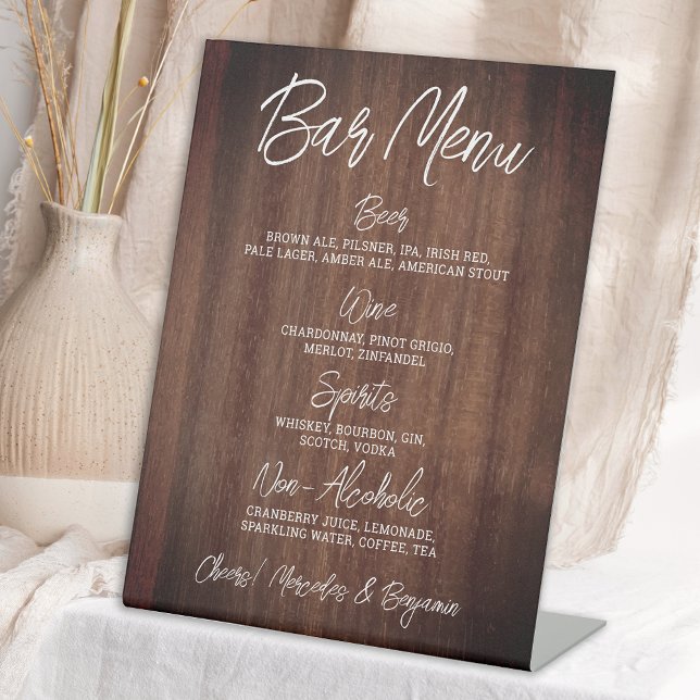 Signe De Table Rustic Mariage Drink Menu barre personnalisée (Créateur téléchargé)