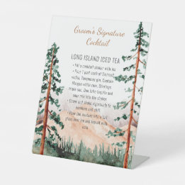 Signe De Table Rustic Mountain Landscape Groom Signature Cocktail