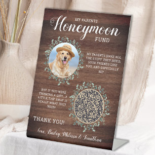 Signe De Table Rustic Pet Mariage Custom Chien Photo Fonds Lune d