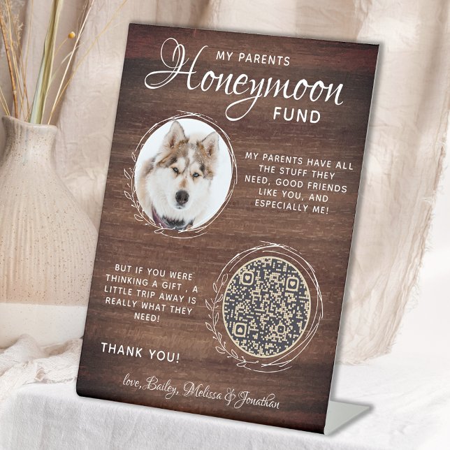 Signe De Table Rustic Pet Mariage Custom Chien Photo Fonds Lune d (Créateur téléchargé)