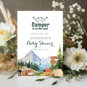 Signe De Table Rustic Woodland Adventure Baby shower Affiche de b