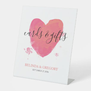 Signe De Table Rustique Aquarelle Coeur Cartes de Mariage & Cadea