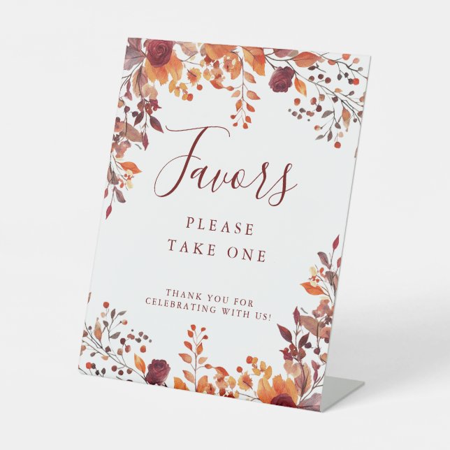 Signe De Table Rustique Automne Automne Feuilles Faveurs Mariage (Recto)