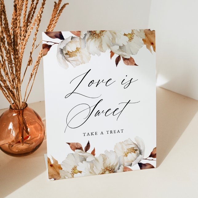 Signe De Table Rustique Automne Floral Amour est Sweet Wedding Fa (Créateur téléchargé)