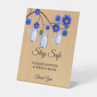 Rustique Blue Floral Mason Jarres Mariage Sécurité