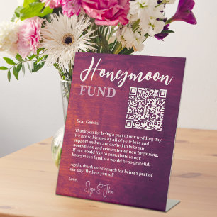 Signe De Table Rustique Bourgogne Elégant QR Code fonds Lune de m