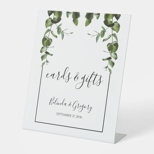 Signe De Table Rustique Eucalyptus Feuilles Cartes de Mariage & C (Recto)
