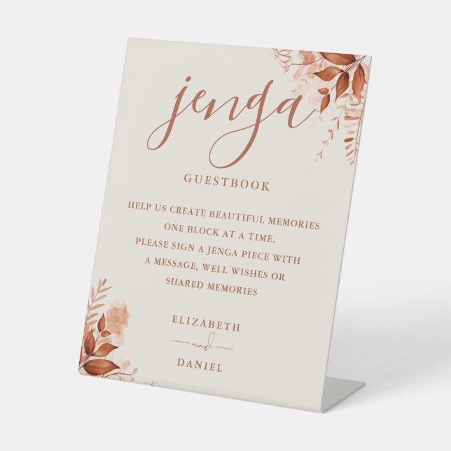 Signe De Table Rustique Floral Jenga Mariage (Recto)