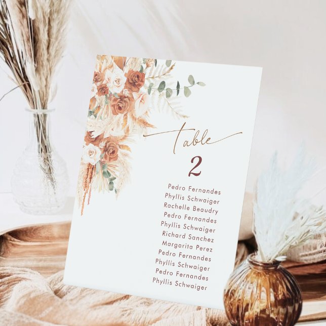 Signe De Table Rustique Terracotta Bohème Pampas Table de remise  (Créateur téléchargé)