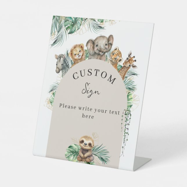 Signe De Table Safari Animal Jungle Baby shower moderne Custom (Recto)