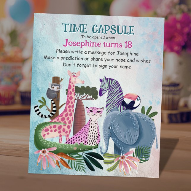 Signe De Table Safari animals any age girl birthday time capsule (Créateur téléchargé)