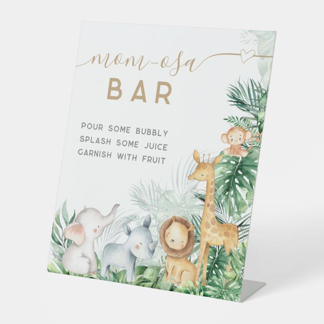 Signe De Table Safari Bébé Animaux Baby shower Maman-osa bar (Recto)