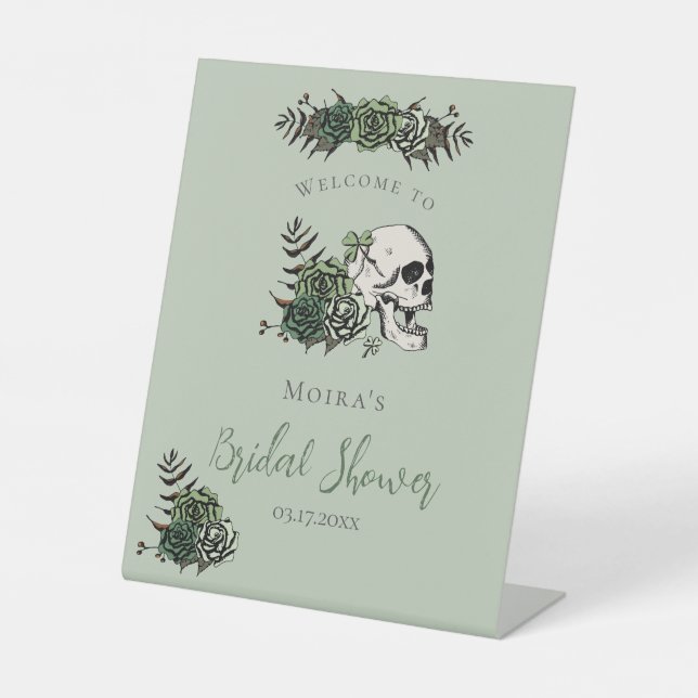 Signe De Table Sage Floral Gothique Crâne Mariage Table Top (Recto)