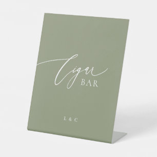 Signe De Table Sage Green Calligraphie Formelle Mariage Cigar Bar