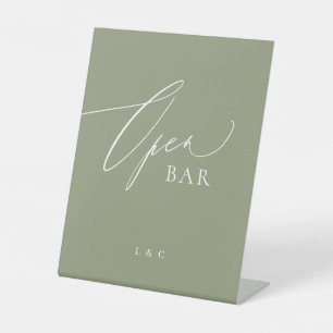Signe De Table Sage Green Calligraphy Mariage Open Bar