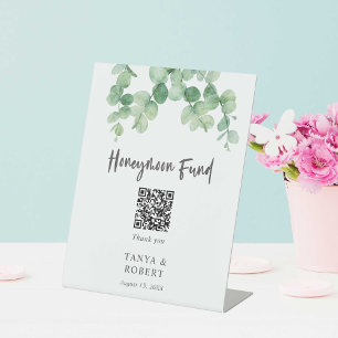 Signe De Table Sage Green Eucalyptus Honeymoon Fund QR Code