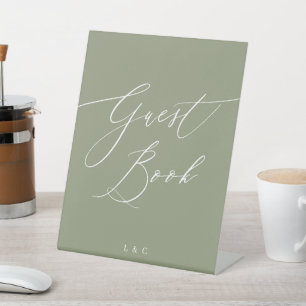 Signe De Table Sage Green Formal Calligraphy Mariage Livre d'Invi