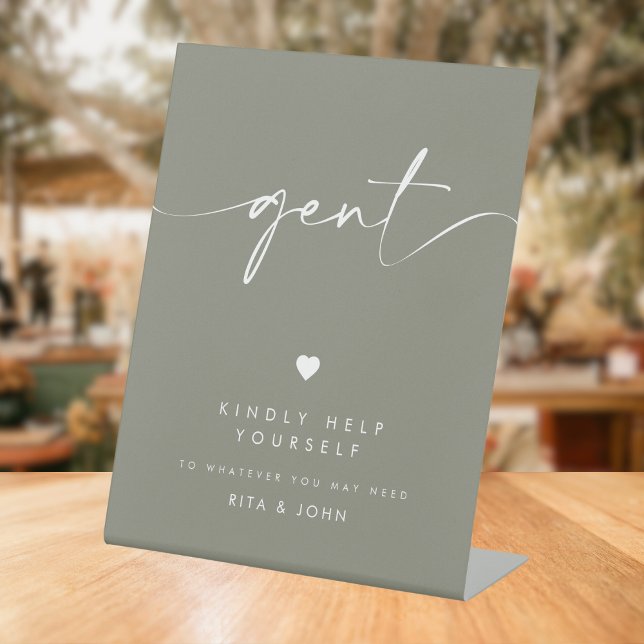 Signe De Table Sage Green Gents Moderne Salle de bain Signal de m (Créateur téléchargé)