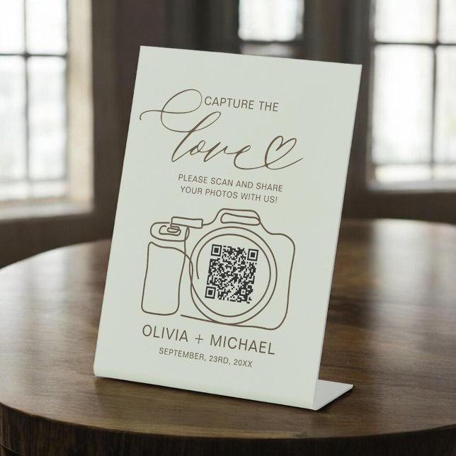 Signe De Table Sage Green Mariage Capture Le code QR d'amour (Créateur téléchargé)