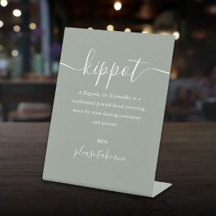 Signe De Table Sage Green Mariage juif Kippot Script Yarmulke