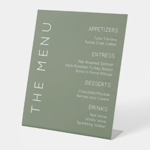Signe De Table Sage Green Menu Sign, Menu Moderne Sign