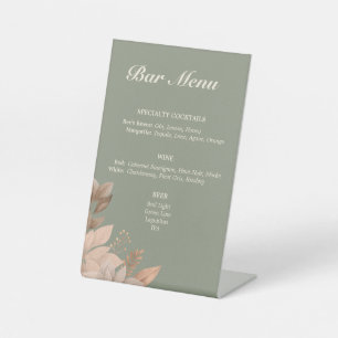 Signe De Table Sage Green Minimal Barre Mariage Menu Signal Piéde