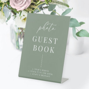 Signe De Table Sage Green Moderne Élégant Mariage Photo Livre d'o