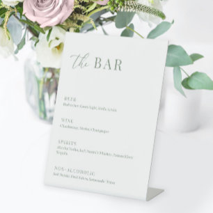 Signe De Table Sage Green Moderne Mariage Élégant Le Bar Menu