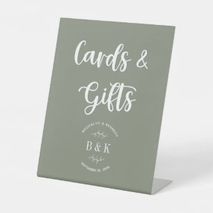 Signe De Table Sage Green Monogramme Floral Cartes de Mariage & C