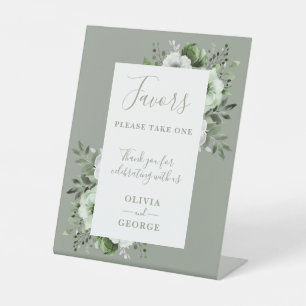 Signe De Table Sage Green Pays Élégant Floral Mariage Faveurs