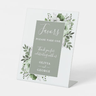Signe De Table Sage Green Pays Élégant Floral Mariage Faveurs