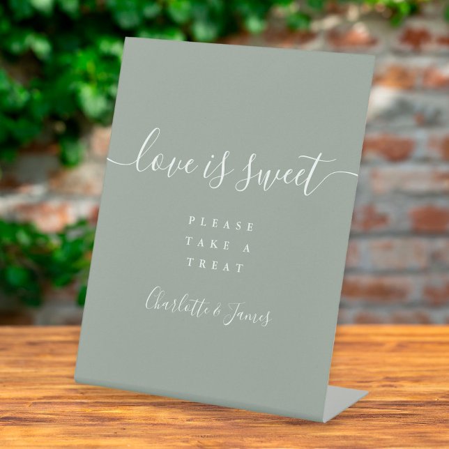 Signe De Table Sage Green Signature Script Love Is Sweet (Créateur téléchargé)
