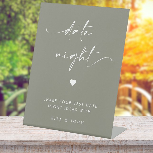 Signe De Table Sage moderne Chic Vert Date Jar Idées Mariage Sign (Créateur téléchargé)